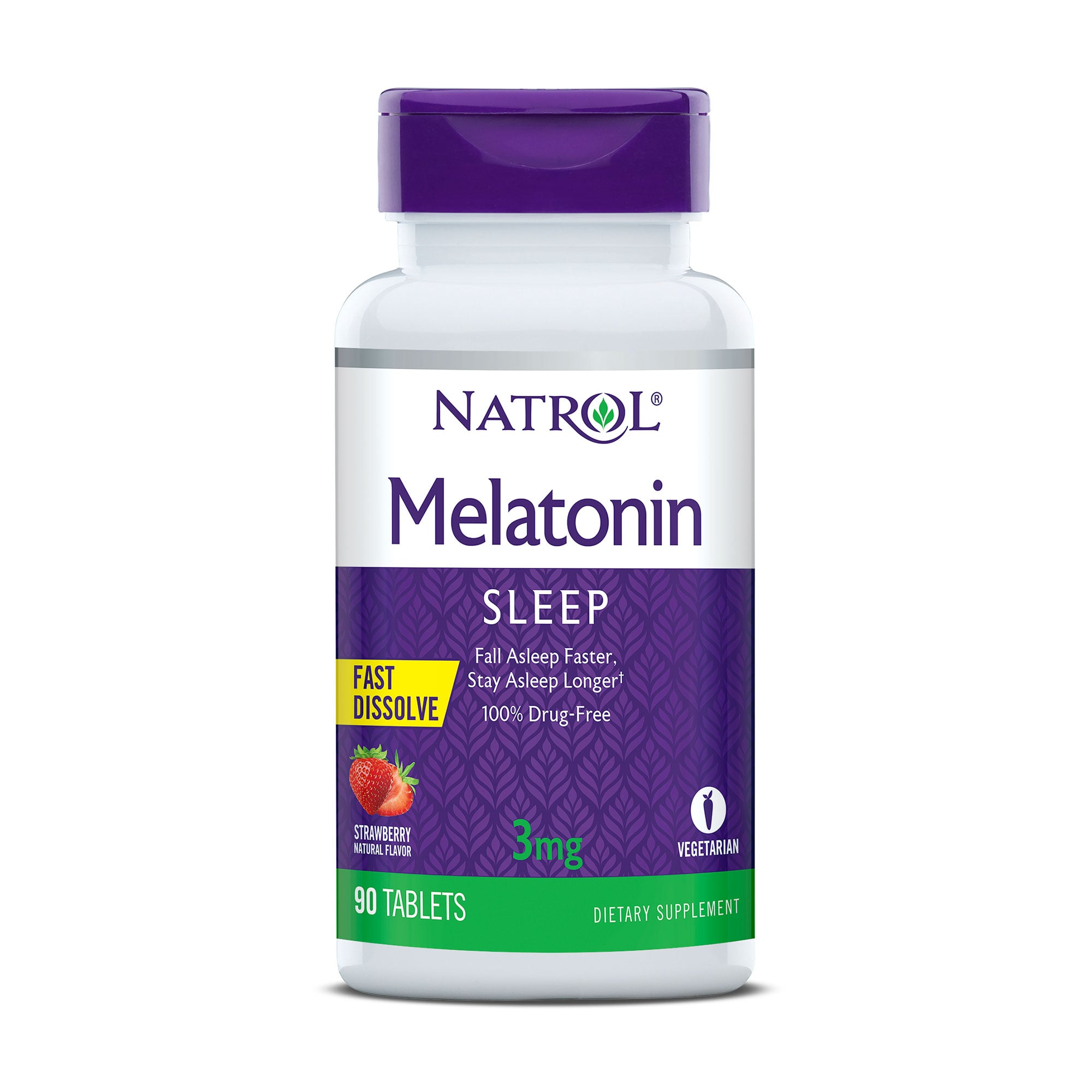 Мелатонін Natrol Melatonin Sleep Полуниця, 3 мг, 90 таблеток